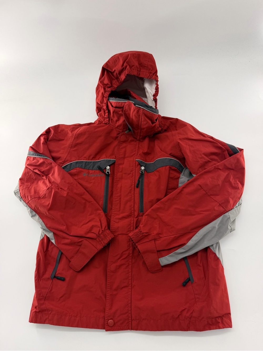 Columbia Sportswear Red Grey Winter Coat Kids Teens Waterproof Snow Ski 14/16